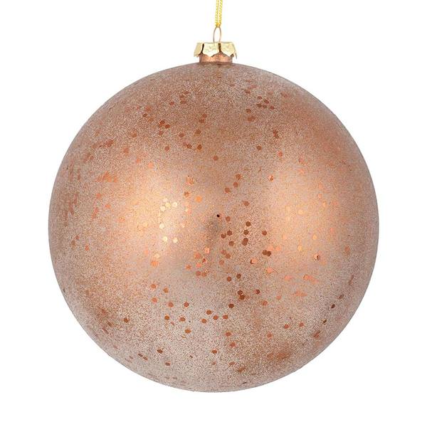 8" Mocha Glitter Clear Ball Ornament (2 pack)