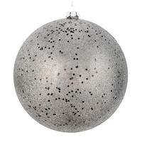Vickerman 8" Gunmetal Glitter Clear Ball Ornament (2 pack)