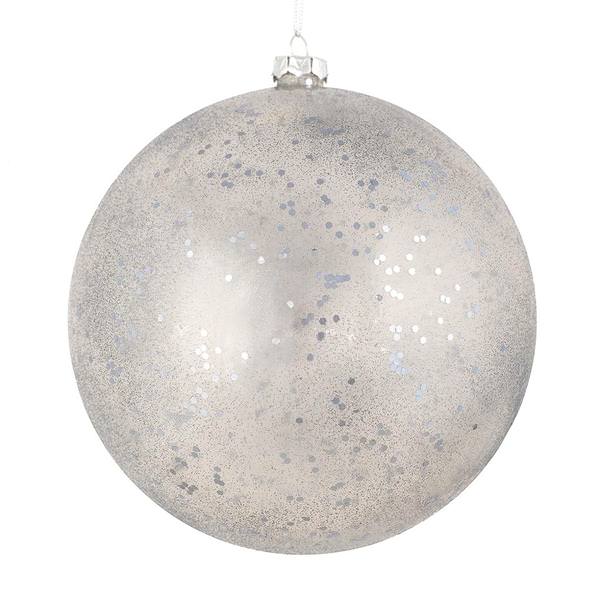 8" Pewter Glitter Clear Ball Ornament (2 pack)