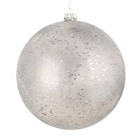 Vickerman 8" Pewter Glitter Clear Ball Ornament (2 pack)