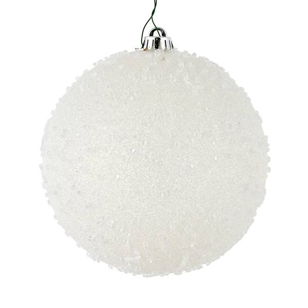 6" White Ice Ball Ornament (4 pack)