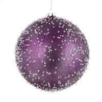 Vickerman 8" Plum Ice Ball Ornament (2 pack)
