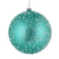 Vickerman 4" Teal Ice Ball Ornament (6 pack)