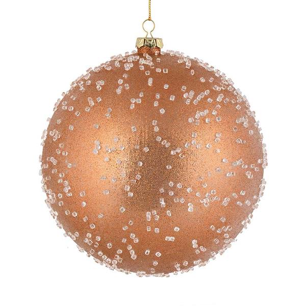8" Rose Gold Ice Ball Ornament (2 pack)