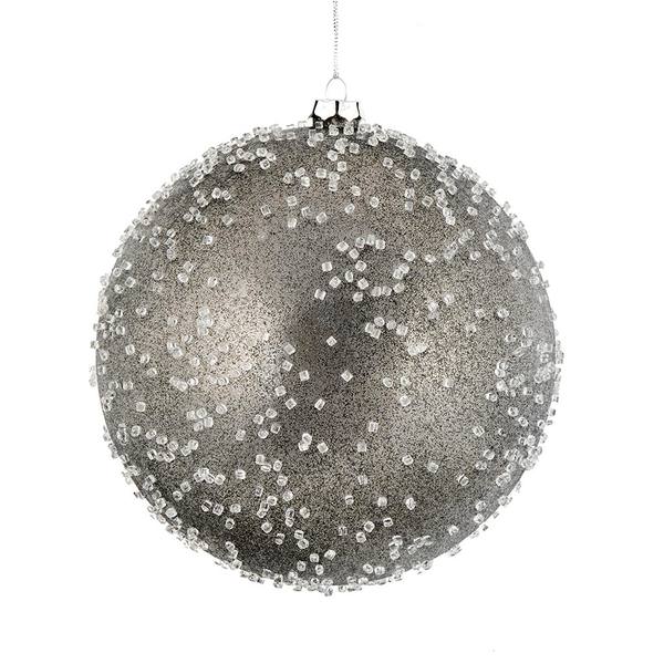 8" Gunmetal Ice Ball Ornament (2 pack)