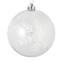 View 4" Clear Ball White Glitter Snowflake Ornament (4 pack)