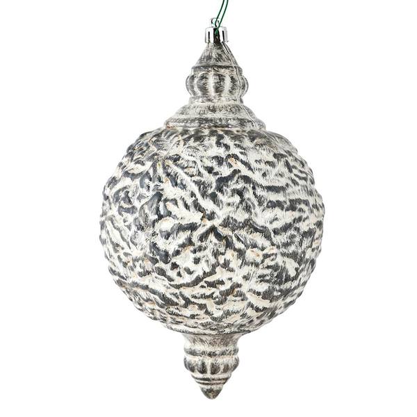 8" Silver Brushed Finial Ornament (4 pack)
