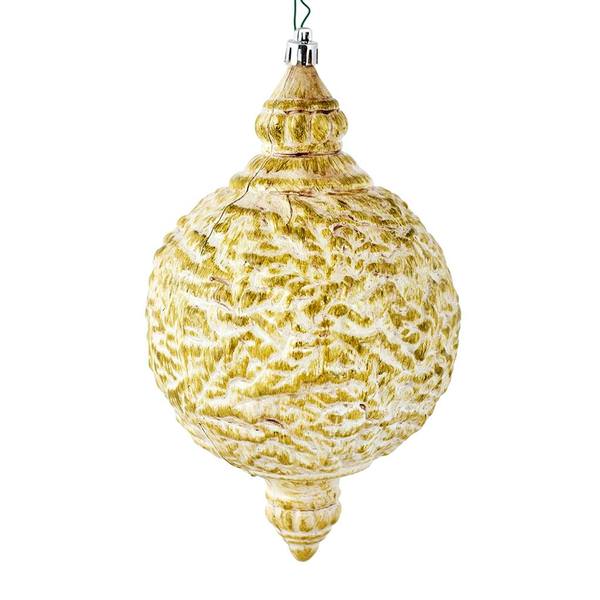 8" Olive Brushed Finial Ornament (4 pack)