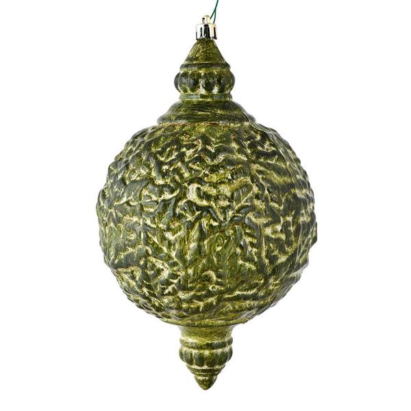 8" Moss Green Brushed Finial Ornament (4 pack)