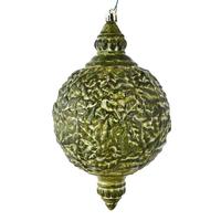 Vickerman 8" Moss Green Brushed Finial Ornament (4 pack)