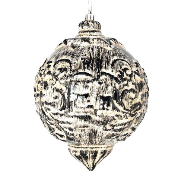 6" Black Brushed Ball Ornament (3 pack)