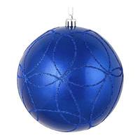 Vickerman 4" Blue Candy Ball Circle Glitter Ornament (4 pack)