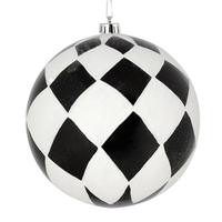 View 8" Black Ball White Diamond Glitter Ornament