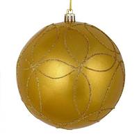 Vickerman 4" Gold Candy Ball Circle Glitter Ornament (4 pack)
