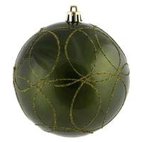 Vickerman 6" Olive Candy Circle Glitter Ball Christmas Ornament (3 pack)
