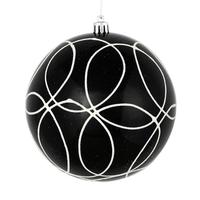Vickerman 4" Black Candy Ball Circle Glitter Ornament (4 pack)