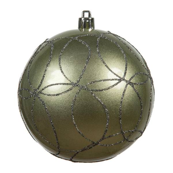 4" Limestone Candy Circle Glitter Ball Ornament (4 pack)