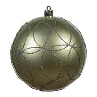 Vickerman 4" Limestone Candy Circle Glitter Ball Ornament (4 pack)
