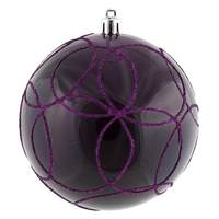 Vickerman 4" Plum Candy Circle Glitter Ball Ornament (4 pack)