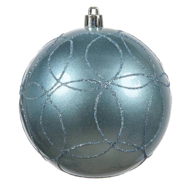 4" Periwinkle Candy Circle Glitter Ball Ornament (4 pack)