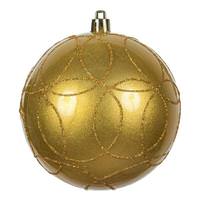 Vickerman 4" Honey Gold Candy Circle Glitter Ball Ornament (4 pack)