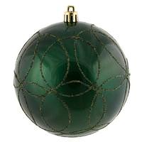 Vickerman 6" Moss Green Candy Circle Glitter Ball Christmas Ornament (3 pack)
