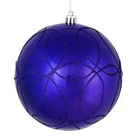 View 4" Purple Candy Ball Circle Glitter Ornament (4 pack)