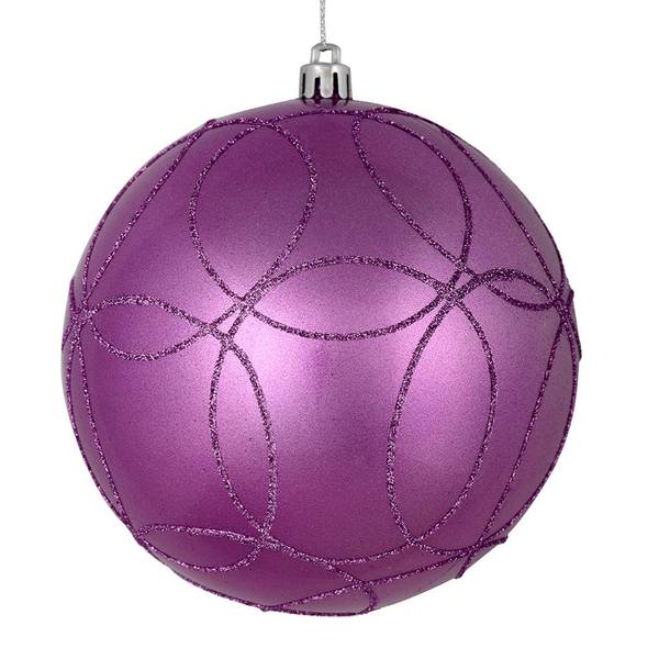 4" Orchid Candy Ball Circle Glitter Ornament (4 pack)