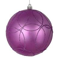 Vickerman 4" Orchid Candy Ball Circle Glitter Ornament (4 pack)