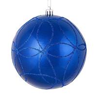 Vickerman 4.75" Blue Candy Ball Circle Glitter Ornament (4 pack)