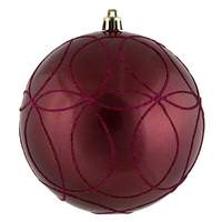 Vickerman 6" Berry Red Candy Circle Glitter Ball Ornament (3 pack)