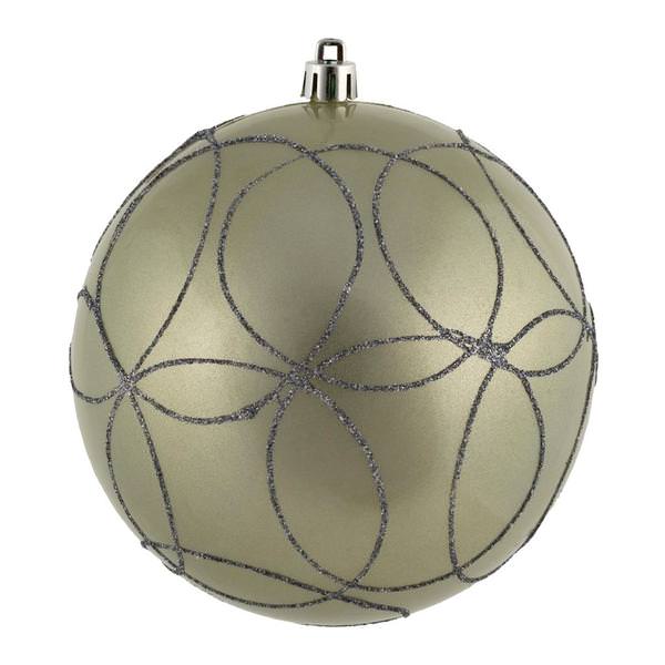 4.75" Limestone Candy Circle Glitter Ball Ornament (4 pack)
