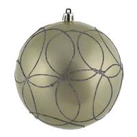 Vickerman 4.75" Limestone Candy Circle Glitter Ball Ornament (4 pack)