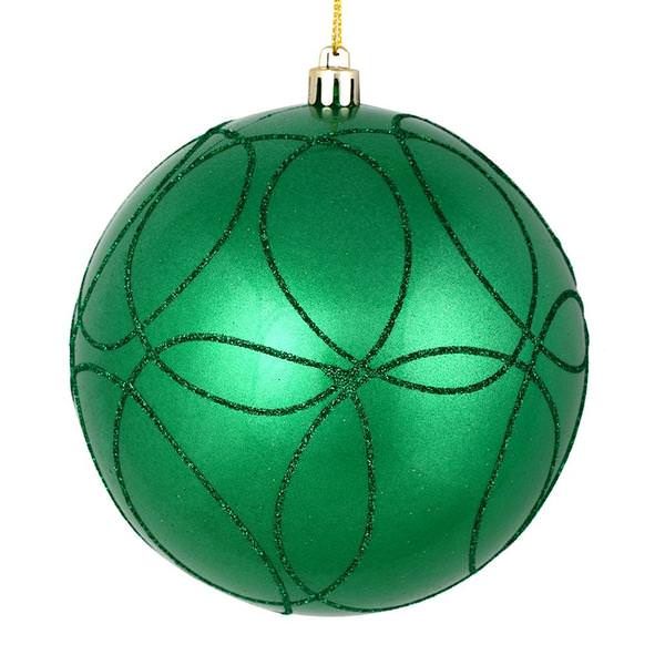 4.75" Seafoam Green Candy Ball Circle Glitter Ornament (4 pack)