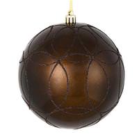 View 4.75" Chocolate Candy Ball Circle Glitter Ornament (4 pack)