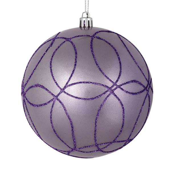 4.75" Lavender Candy Ball Circle Glitter Ornament (4 pack)
