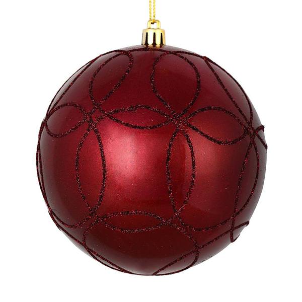 6" Wine Candy Ball Circle Glitter Ornament (3 pack)