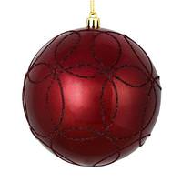 Vickerman 6" Wine Candy Ball Circle Glitter Ornament (3 pack)