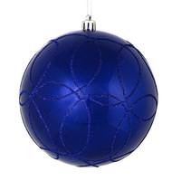 Vickerman 6" Cobalt Blue Candy Ball Circle Glitter Ornament (3 pack)