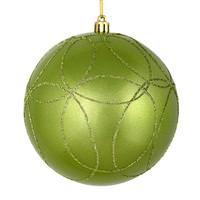 Vickerman 6" Celadon Candy Ball Circle Glitter Ornament (3 pack)