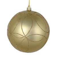 Vickerman 6" Champagne Candy Ball Circle Glitter Ornament (3 pack)