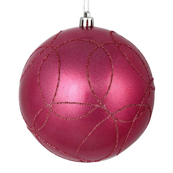 6" Mauve Candy Ball Circle Glitter Ornament (3 pack)