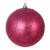 Vickerman 6" Mauve Candy Ball Circle Glitter Ornament (3 pack)