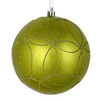 View 6" Lime Candy Ball Circle Glitter Ornament (3 pack)