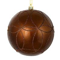Vickerman 6" Mocha Candy Ball Circle Glitter Ornament (3 pack)