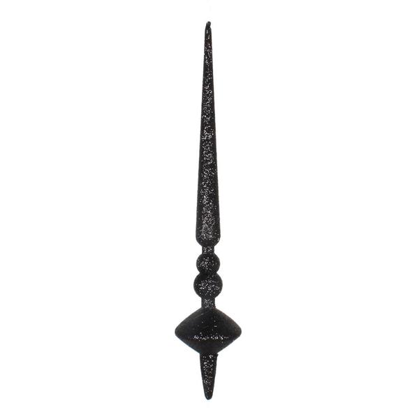 12" Black Glitter Cupola Finial Ornament (3 pack)