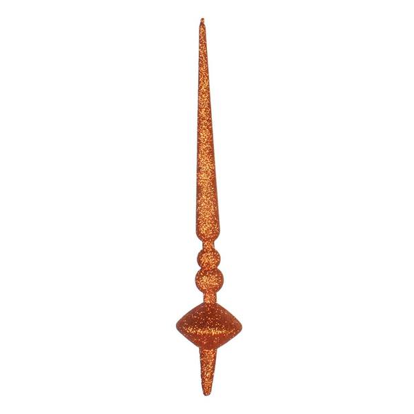 12" Burnished Orange Glitter Cupola Finial Ornament (3 pack)