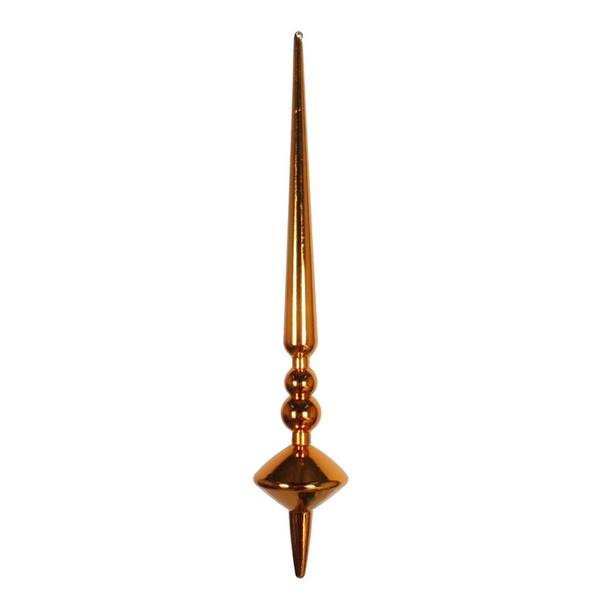 12" Burnished Orange Shiny Cupola Finial Ornament (3 pack)