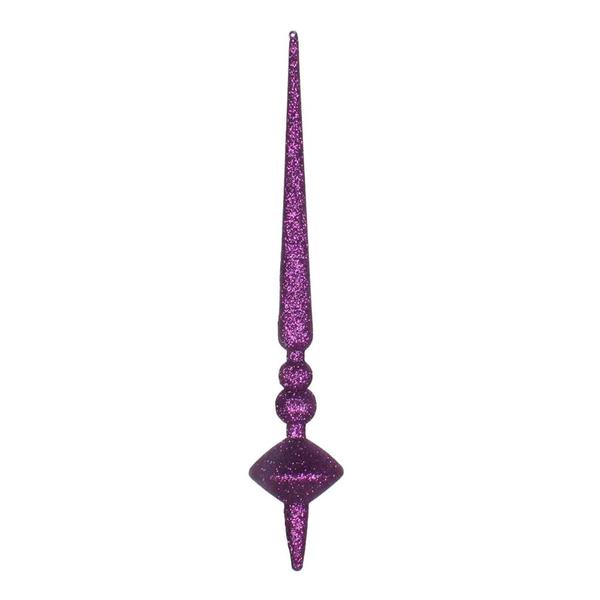 12" Plum Glitter Cupola Finial Ornament (3 pack)