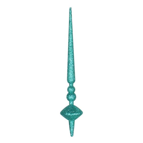 12" Teal Glitter Cupola Finial Ornament (3 pack)